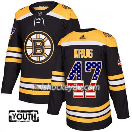 Børn NHL Boston Bruins Trøje Torey Krug 47 Adidas 2017-2018 Sort USA Flag Fashion Authentic